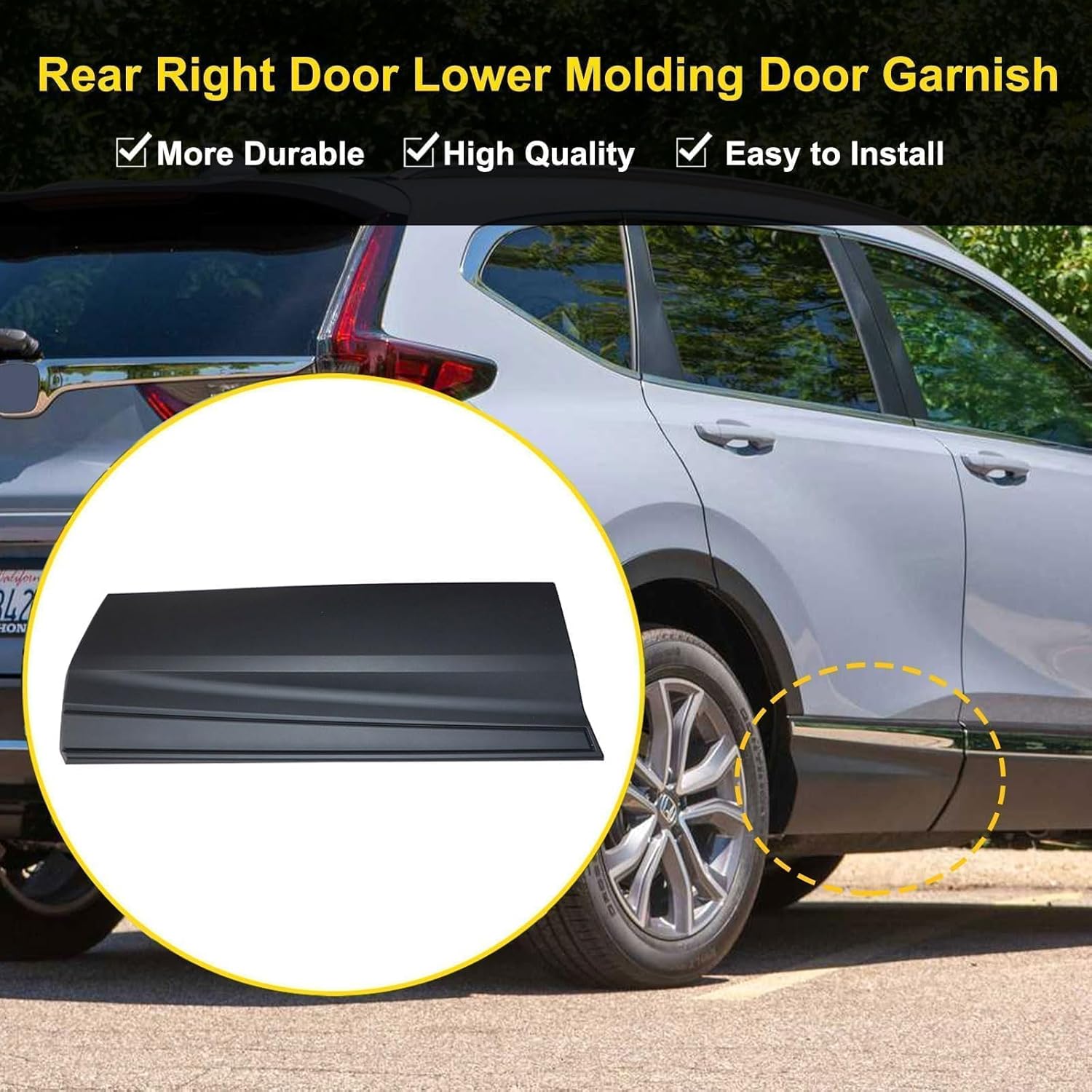 Door Lower Molding Trim No Chrome,Rear Passenger Side, Fit for Honda CR-V Sport 2017-2022 Replace# 75313-TLC-A01 75313TLCA01 HO1505110 75124 Door Garnish No Chrome Trim