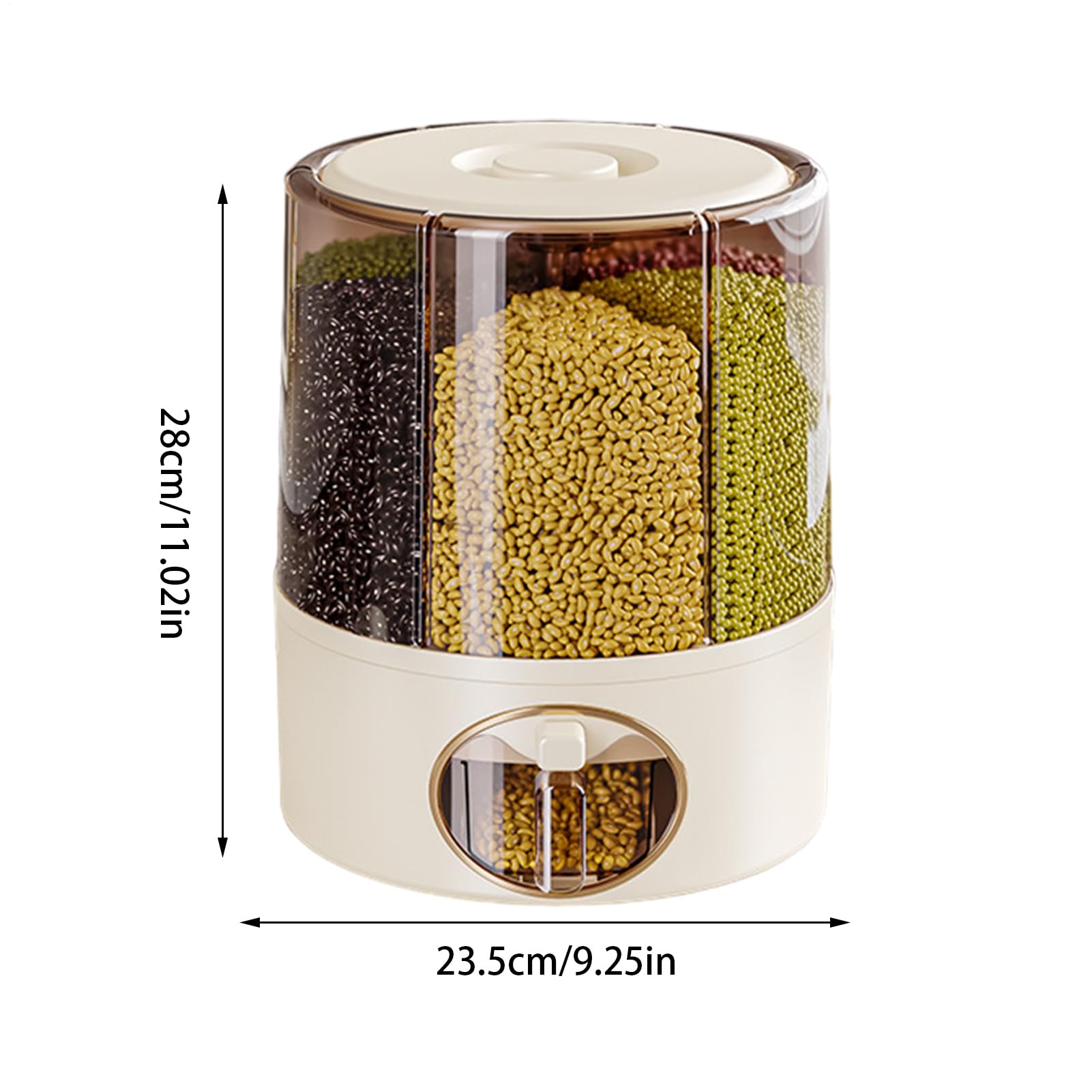 Contenitore per cereali 6 griglie rotante sigillato dispenser | Dispenser di riso a 6 griglie per la casa cucina dispensa cereali cereali Pet Food Container Organizzazione