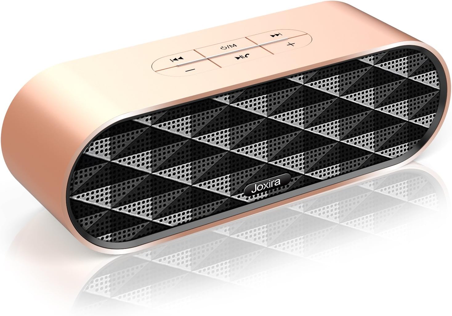Bluetooth Speaker Stereo,Joxira 10W Dual Driver Wireless Bluetooth Speaker (12 Hour Playtime, Passive Subwoofer) Built-in Mic for Smartphones, Tablets, Laptops, PC and All Bluetooth Devices(Gold)