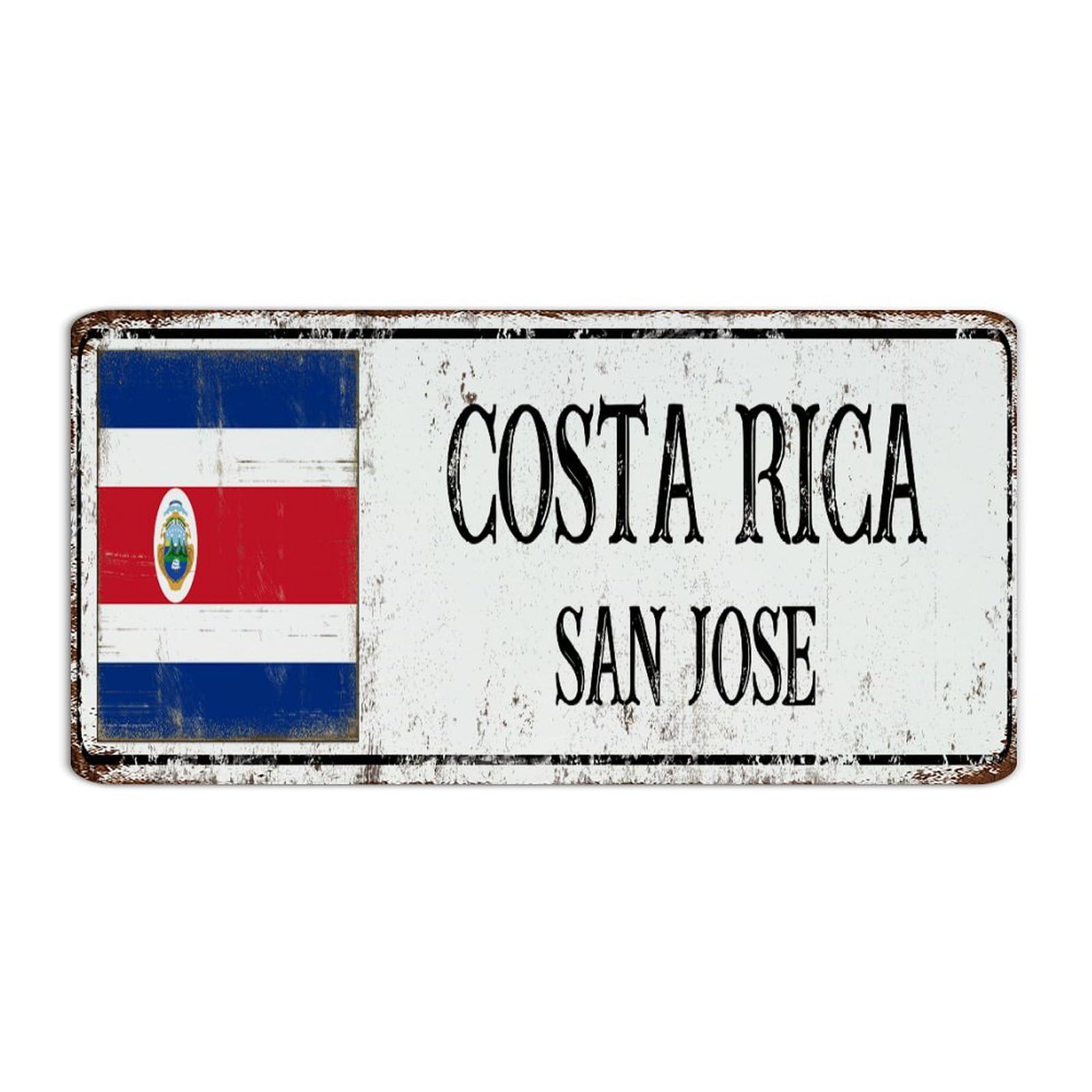 Autravelco Style Costa Rica Flag City Street 6X12 Inch Metal Sign Personalized Laundry Dorm Front Door Wall Decor Aluminum Metal Sign National Country Souvenir Road Tin Signs For Backyard