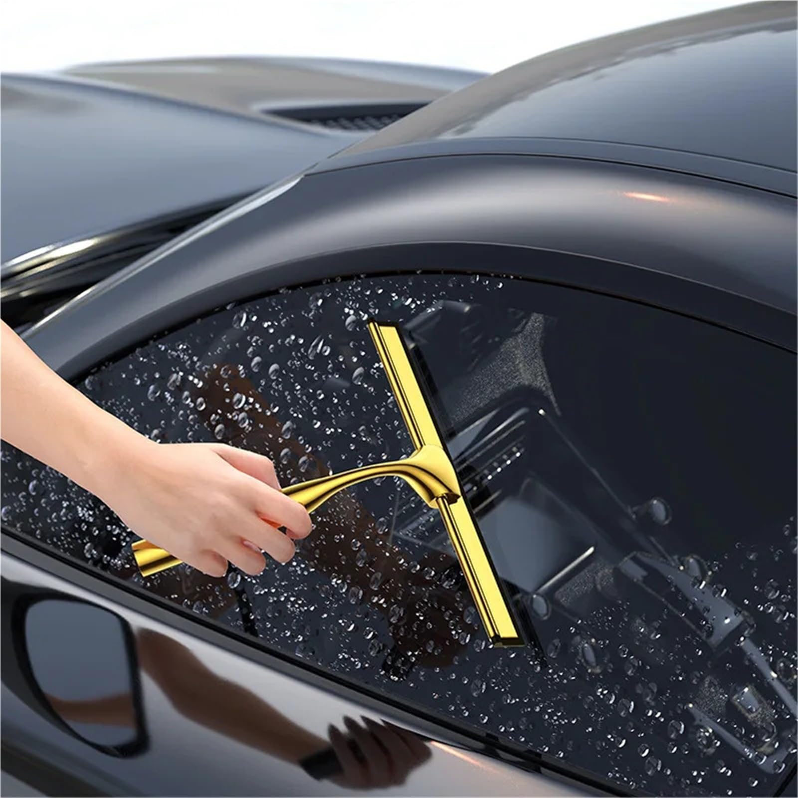 Duschabzieher 10 Inch Stainless Steel Shower Squeegee Window Wiper with Replaceable Silicone Blade and S Hook for Glass Door(10INCH-1 Hook)