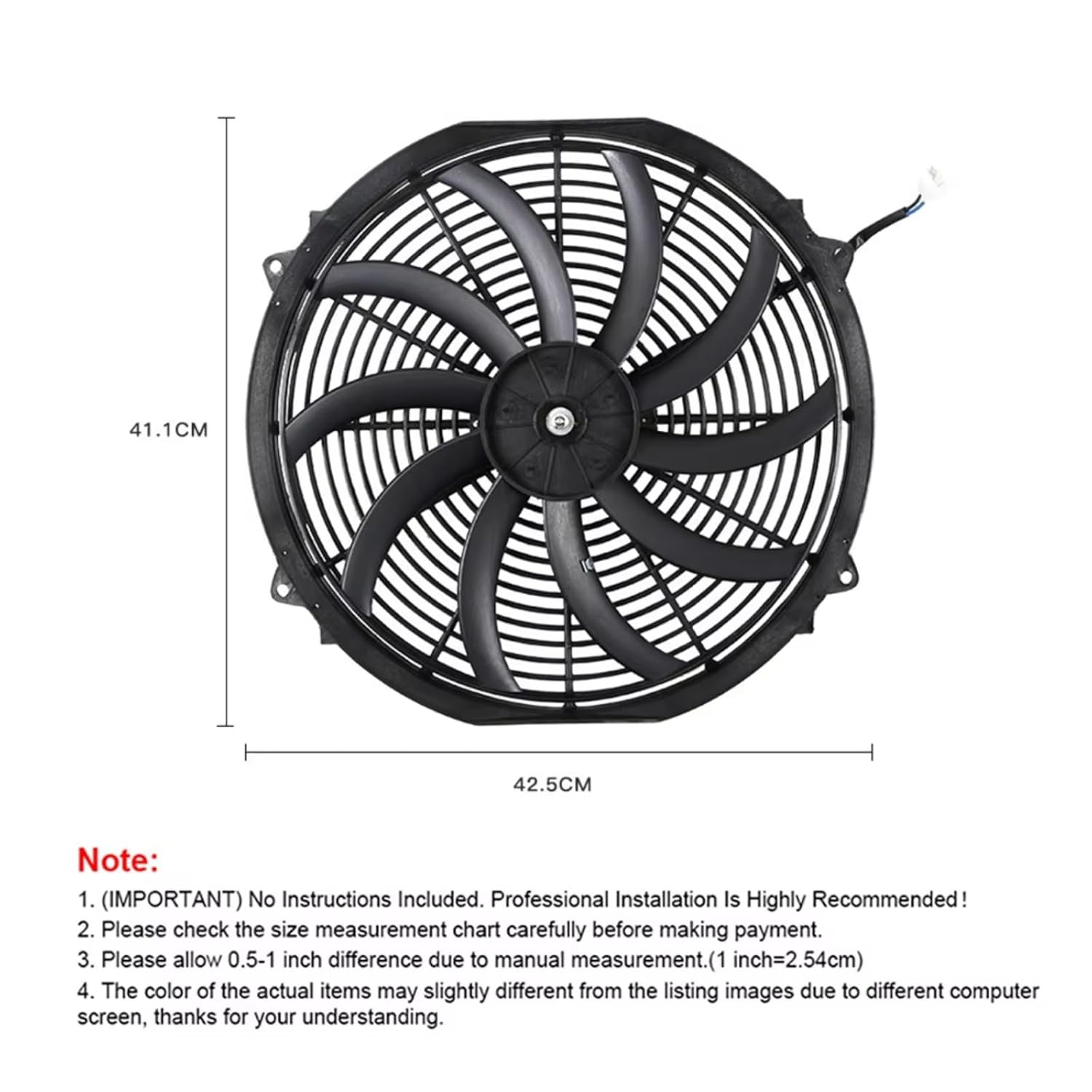 Engine Cooling Fan Mount Kit for 16 Inch Universal 12V 120W Slim Reversible Black Blades Electric Cooling Radiator Auto Fan Mounting Kit