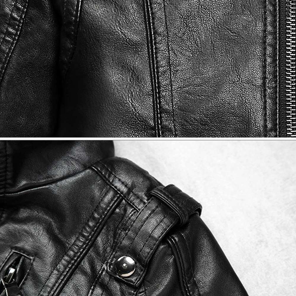Jungen Verdickte Lederjacke PU Leder Kinder Mädchen Flaumgefüttert Bikerjacke Warm Outwear Kleidung Mantel