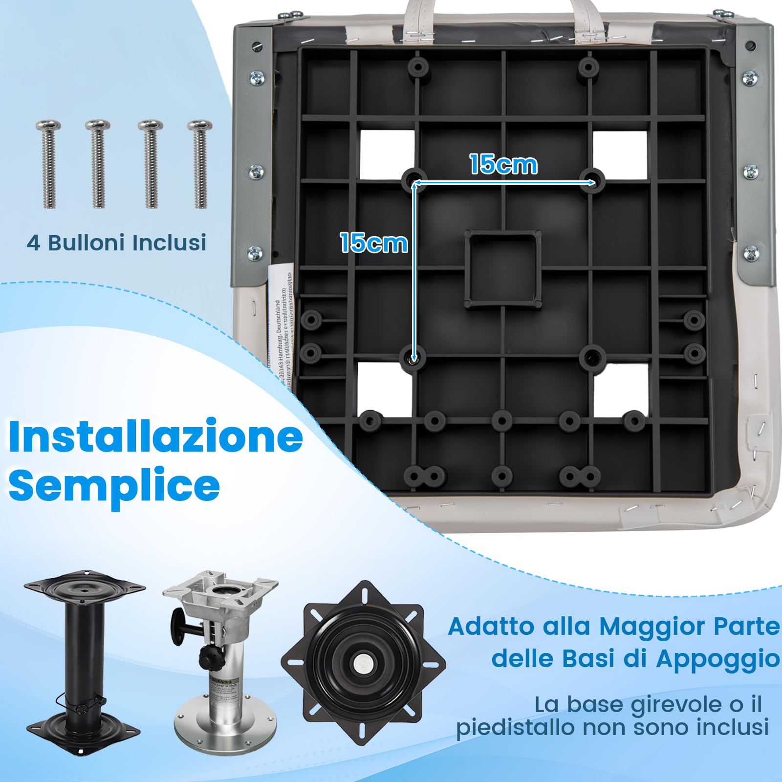 COSTWAY Set di 2 Sedie da Barca, Sedili da Barca Pieghevole Morbide Imbottite Spesse, Sedile Nautica Ergonomico per Imbarcazioni da Pesca, 51 x 42 x 49 cm, Bianco e Girigio