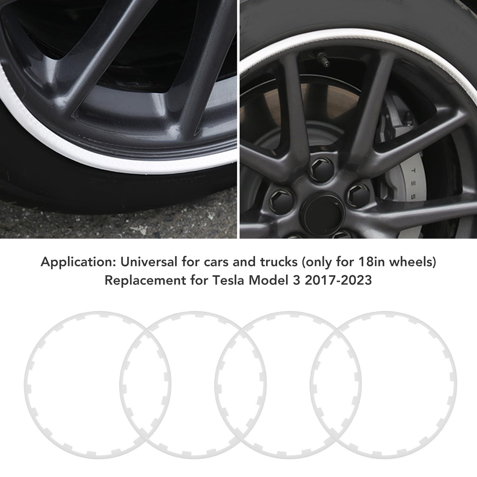 Felgenschutzring, Kratzfest, Universelle Passform, Ersatz für 18-Zoll- von 2017 Bis 2023, Nylon-Material, Stil und Schutz (White)