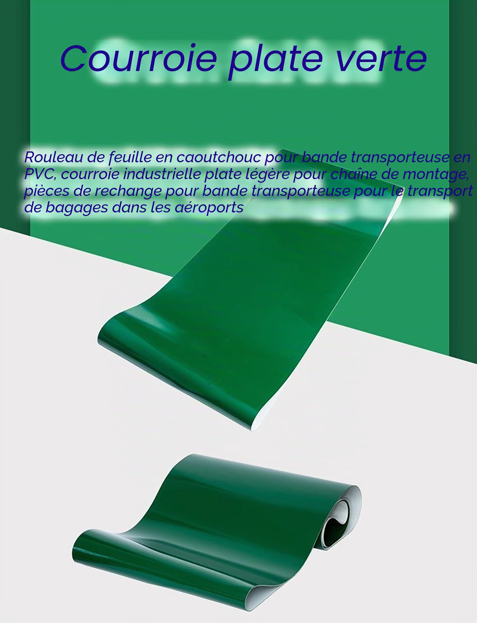 Bande transporteuse en PVC résistante à l'usure, largeur 35 cm/45 cm/50 cm, bande transporteuse de transmission verte, bande transporteuse industrielle, bande transporteuse de remplacement de bureau e