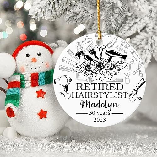 Miniatura 4 de Adorno de Navidad personalizado con nombre de año para estilista de peluqueros y mujeres, peluquero jubilado, adornos de Navidad, peluqueros