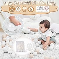 Vista 3 de Bolas de pozo de bolas Realhaha 50 100 200 500 Bolas de juego de plástico para bebés, niñas, niños pequeños, tienda de campaña, piscina, sala