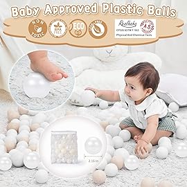 Realhaha Ball Pit Balls 100 Play Balls Plastic Balls for Baby Girls Toddlers Kids Play Tent Pool Playhouse Playpen Party Decoration, Beige