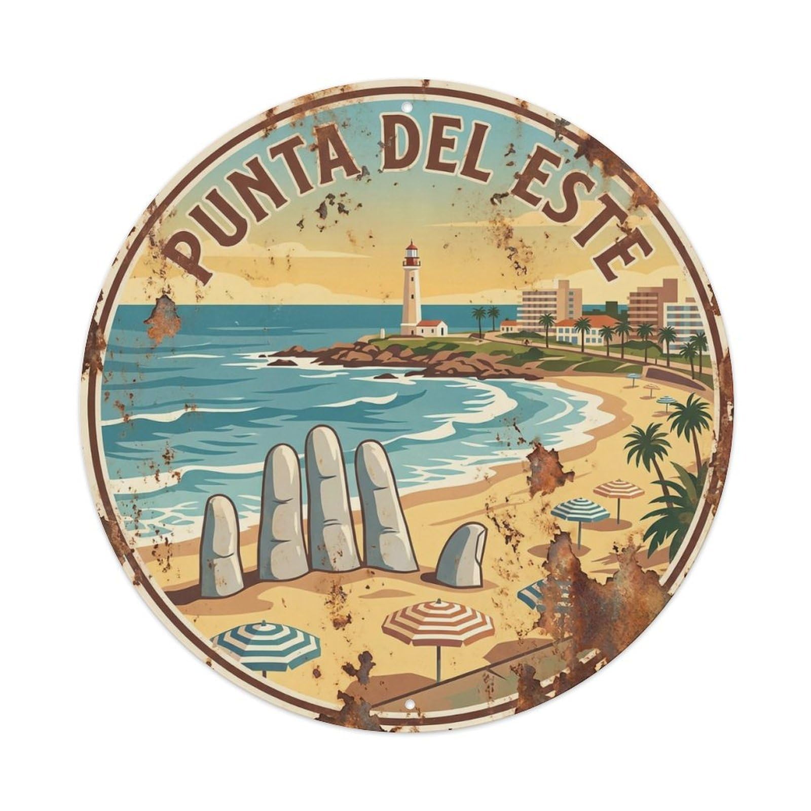 Travel Retro Uruguay Punta Del Este Vintage Metal Tin Sign Plaque Wall Decor for Cafe, Club Bar, Office, Garden Metal Poster 8x8Inch