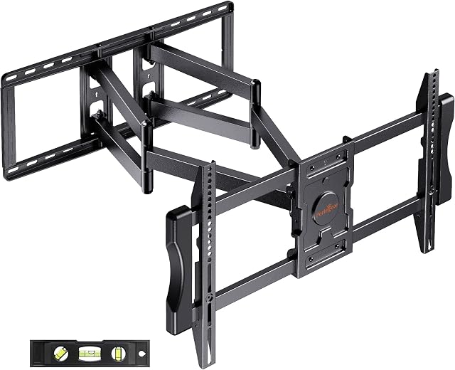 Perlegear TV Wall Bracket for 37-90 Inch TVs, Universal Long Reach TV Bracket with Smooth Tilt Swivel Level, Full Motion TV Wall Mount Holds Up to 60KG Max VESA 600X400mm