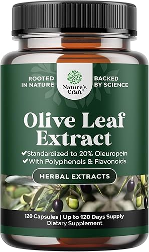 Potent Olive Leaf Extract Cápsulas Suplemento antioxidante de alta resistencia con hoja de olivo pura con 20% de oleuropeina Suplemento herbario
