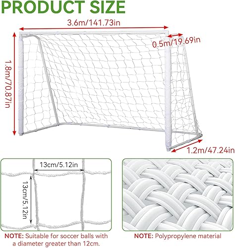 Miniatura 3 de Red de portería de fútbol, redes de repuesto para portería de fútbol deportivo, red de poste de portería de fútbol de tamaño completo para