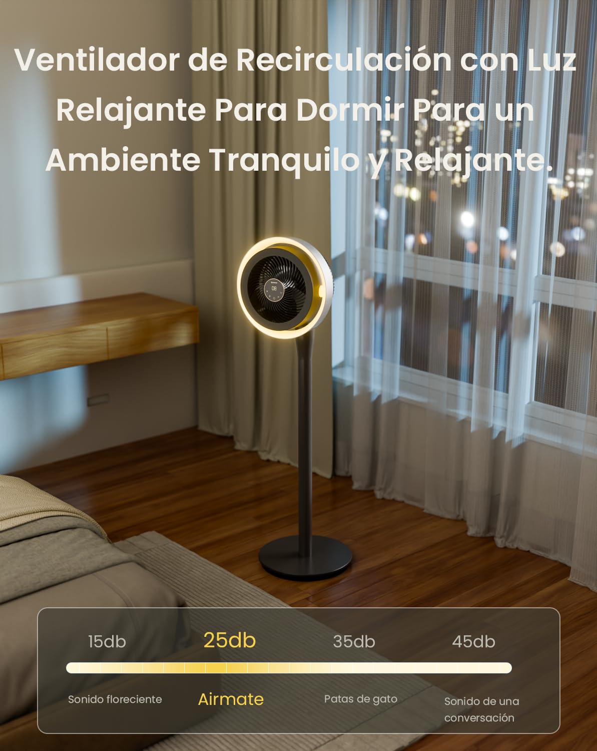 AIRMATE Ventilador de Pie Silencioso con Luz, Ventiladores de Pie Hurricane, Ventilador Oscilante 120°/90°/60° Pantalla LED 16 Velocidades 12H Timer Control Remoto Dormitorio Hogar Oficina 30dB, 120cm