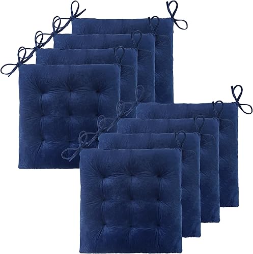 Miniatura 8 de ELFJOY Cojines para sillas de comedor, juego de 8 cojines de asiento grandes para sillas de oficina y cocina, almohadillas de terciopelo suave para