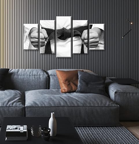 Miniatura 4 de Arte de pared de deportes de karate marcial, póster inspirador de Jiu Jitsu Taekwondo en blanco y negro, impresión en lienzo, decoración de karate,