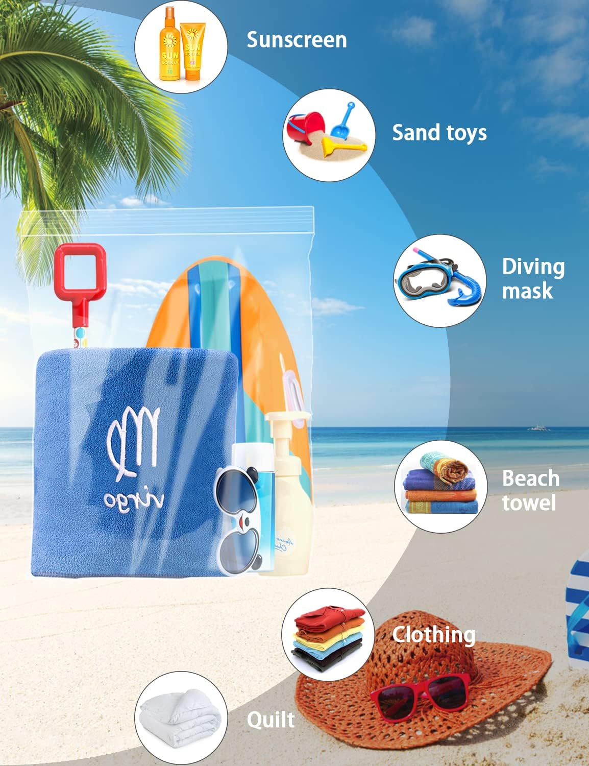 大型プラスチックバッグ 25枚パック 収納用 - 5ガロン クリアフリーザーバッグ 18インチ x 24インチ 高耐久 再利用可能