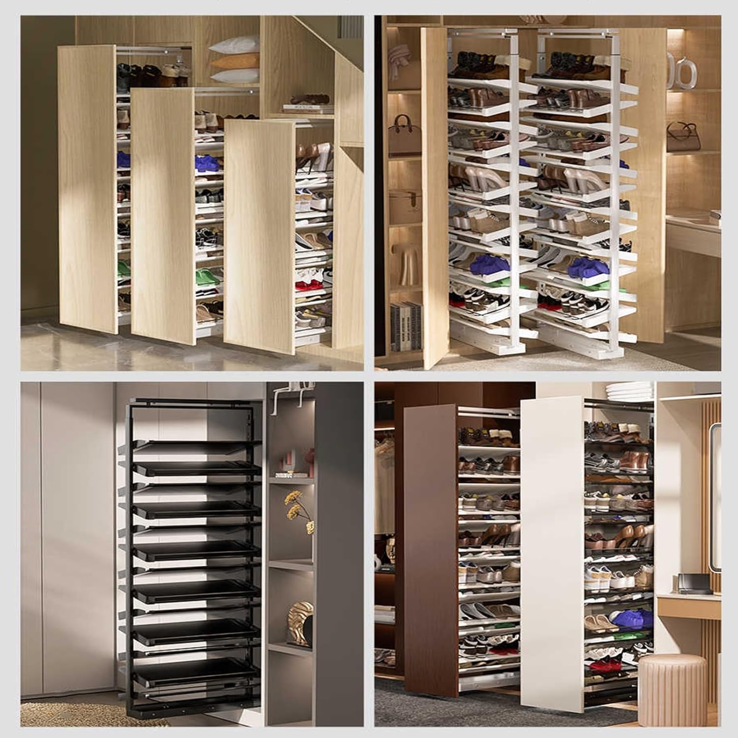 Shoe Storage Cabinet Cabinets Hallway Slim Cupboard Cupboards Hallways Slimline，Pull-Out Shoe Rack,Height-Adjustable Cloakroom Shoe Shelf,Vertical Large-Capacity Organizer,Save Space(4 Tier)