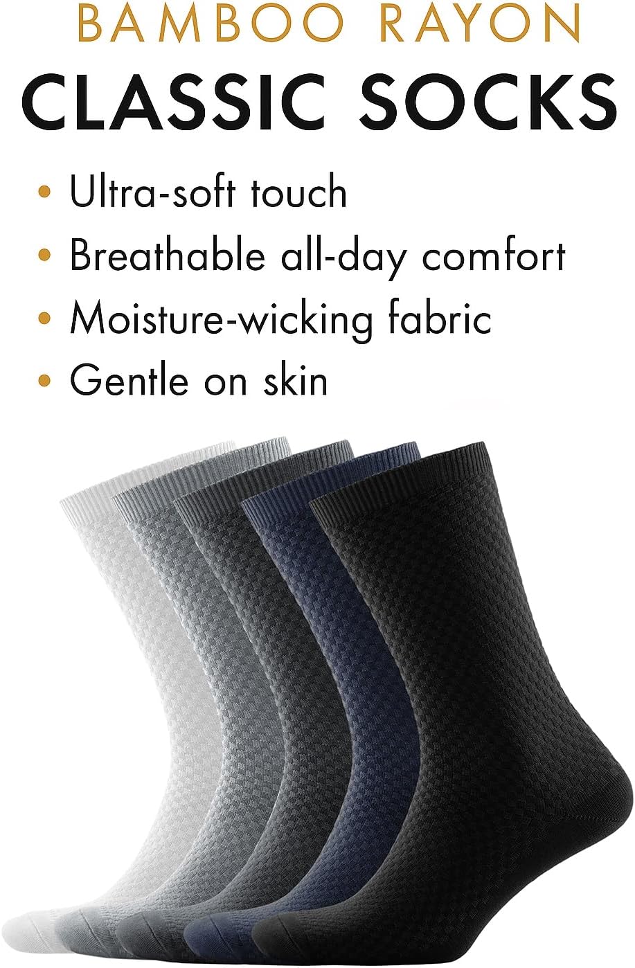 NUDUS UNDERWEAR Men’s Bamboo Rayon Socks 5-Pair Gift Box, Premium Quality - Image 5