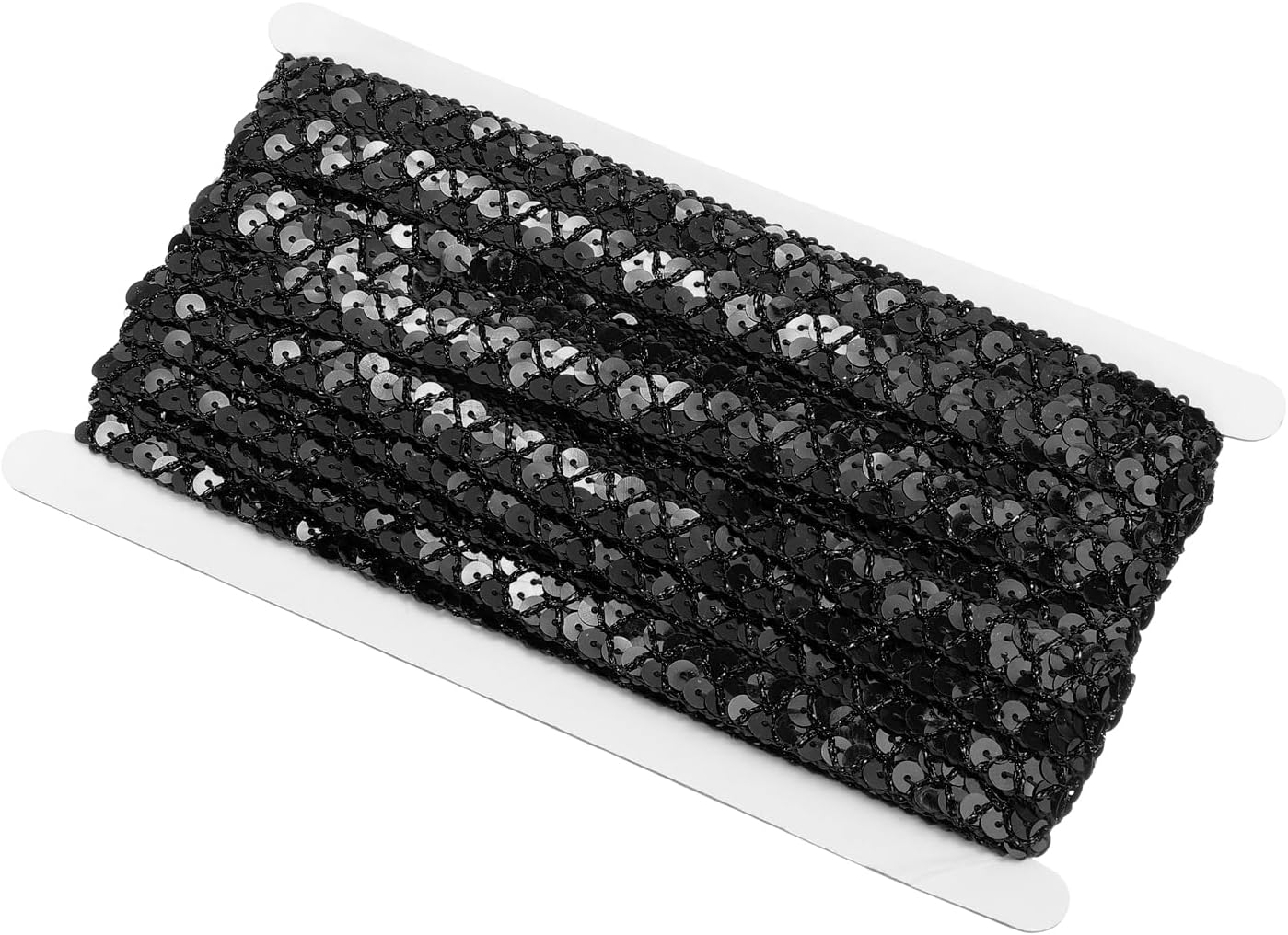MECCANIXITY 14 Yard Sequins Beaded Lace Trim 2 Row 0.6 Inch Sequin Braid Trim Strip Paillette Sequins Ribbon Trim for Crafts, Embellishments, DIY Sewing Costume Black