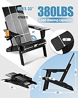 Vista 2 de Silla Adirondack con portavasos: sillas plegables Adirondack Juego de 2 muebles de plástico HDPE de material - sillas modernas compuestas plegables