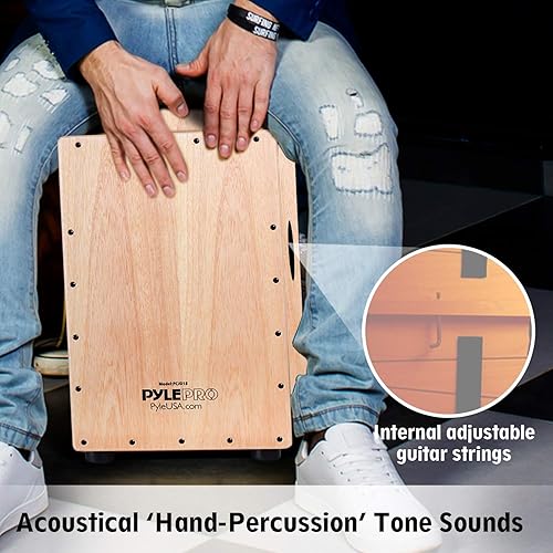 Miniatura 5 de Pyle String Cajon - Caja de percusión de madera con cuerdas internas de guitarra tamaño completo
