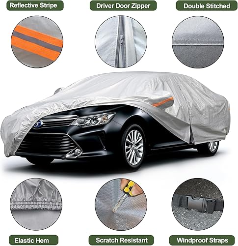 Miniatura 2 de SEAZEN Funda impermeable para automóvil de 6 capas para todo tipo de clima, ajuste personalizado para Toyota Camry, fundas de automóvil para