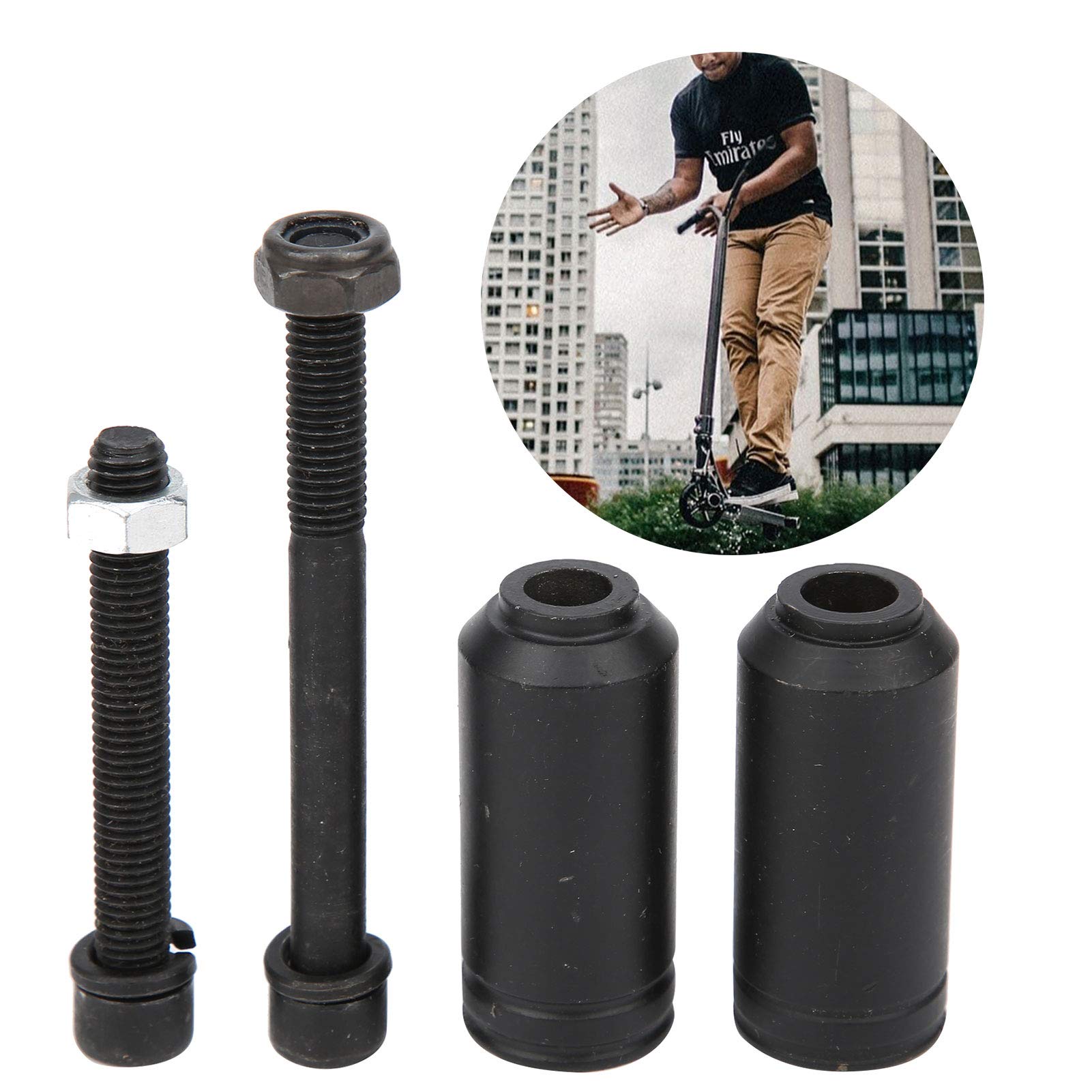 AMONIDA Pedale Scooter, 2x0,9 Pollici Acciaio al Cromo Molibdeno Pedale Monopattino Acrobatico Pedale per Scooter Acrobatico Nero per Scooter Estremi
