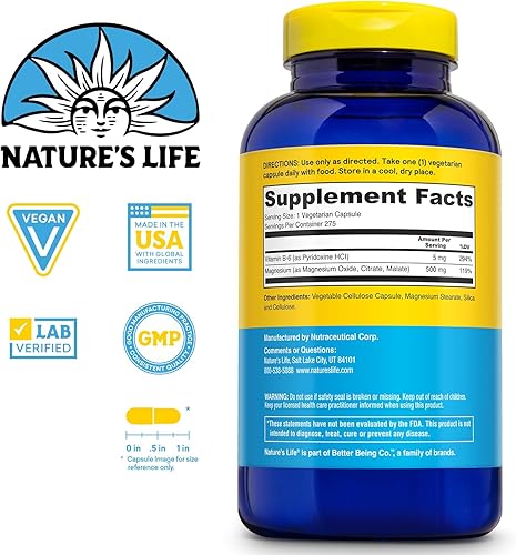 Miniatura 8 de Natures Life Magnesium  500 mg de magnesio para la salud ósea y muscular, suplemento para apoyar el alivio del estrés, el sueño, la salud cardíaca,