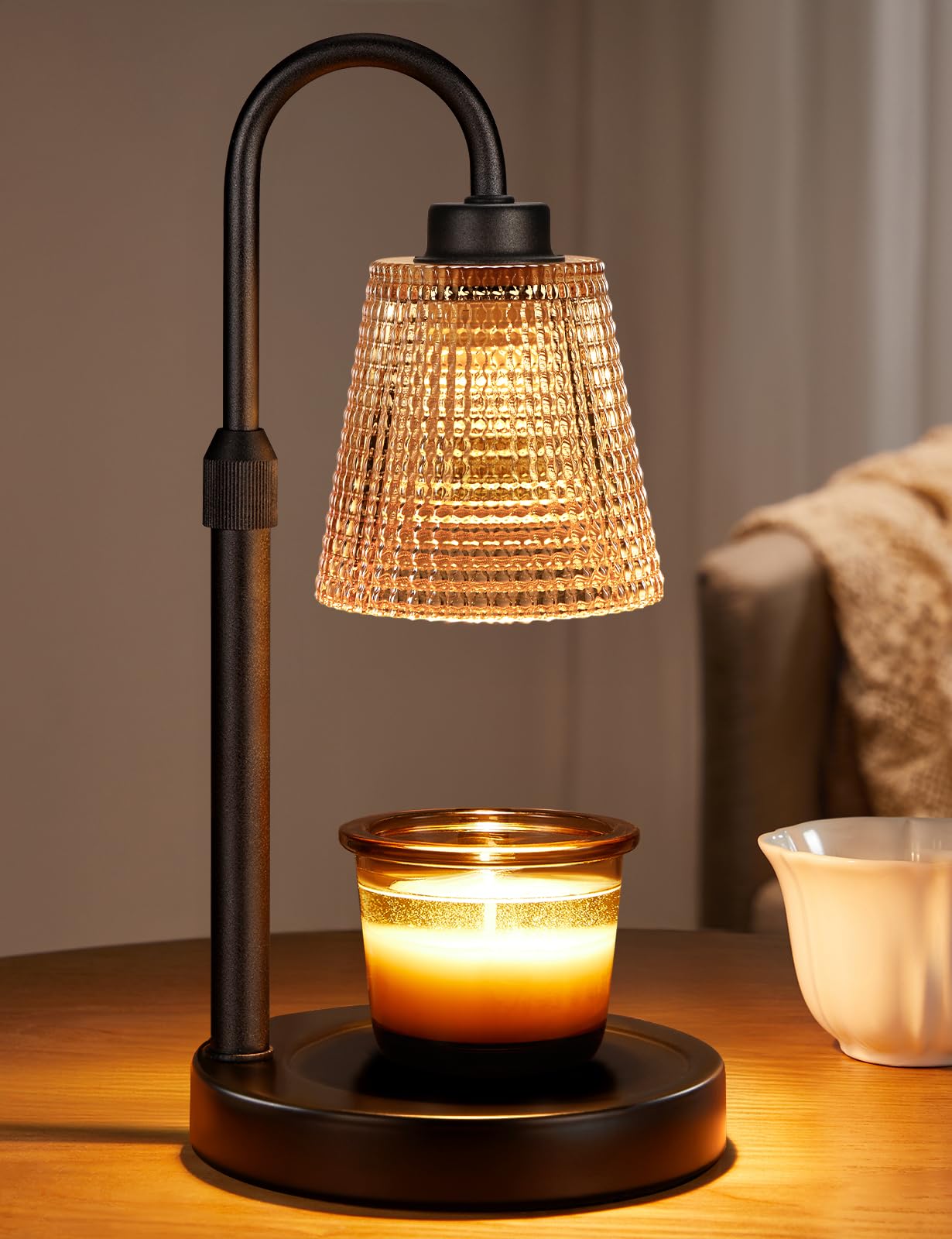 Amber Candle Warmer Lamp with Timer, Dimmable Candle Warmer for Jar Candles, Height Adjustable Wax Melts Warmer, Birthday Gifts for Women Mom, House Warming Gifts New Home Decor