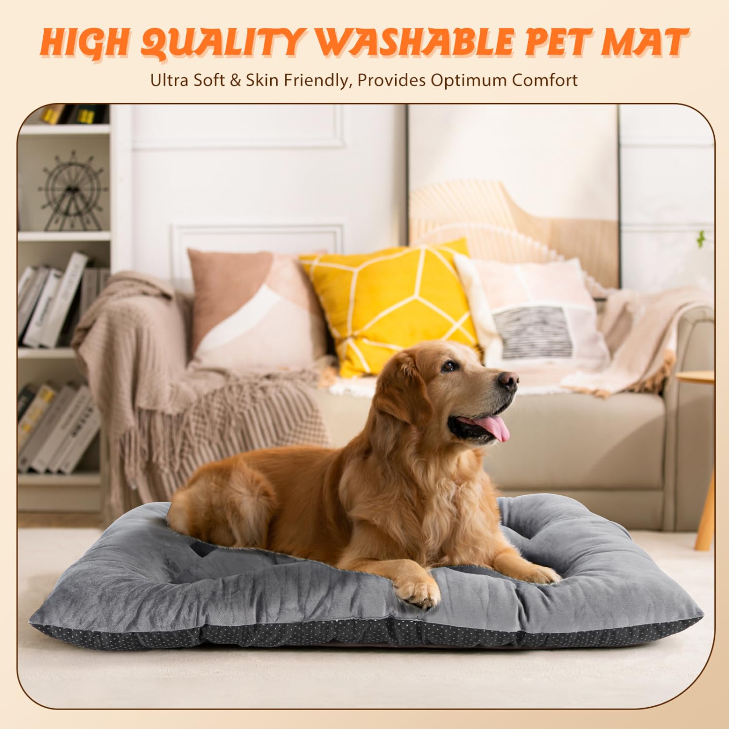 Nobleza Cama para Perro Grande, Colchoneta para Perros, Cojín Suave para Gatos Y Perros, Colchón Perro Grande Lavable Antideslizante, 100x66x13cm, Gris Claro