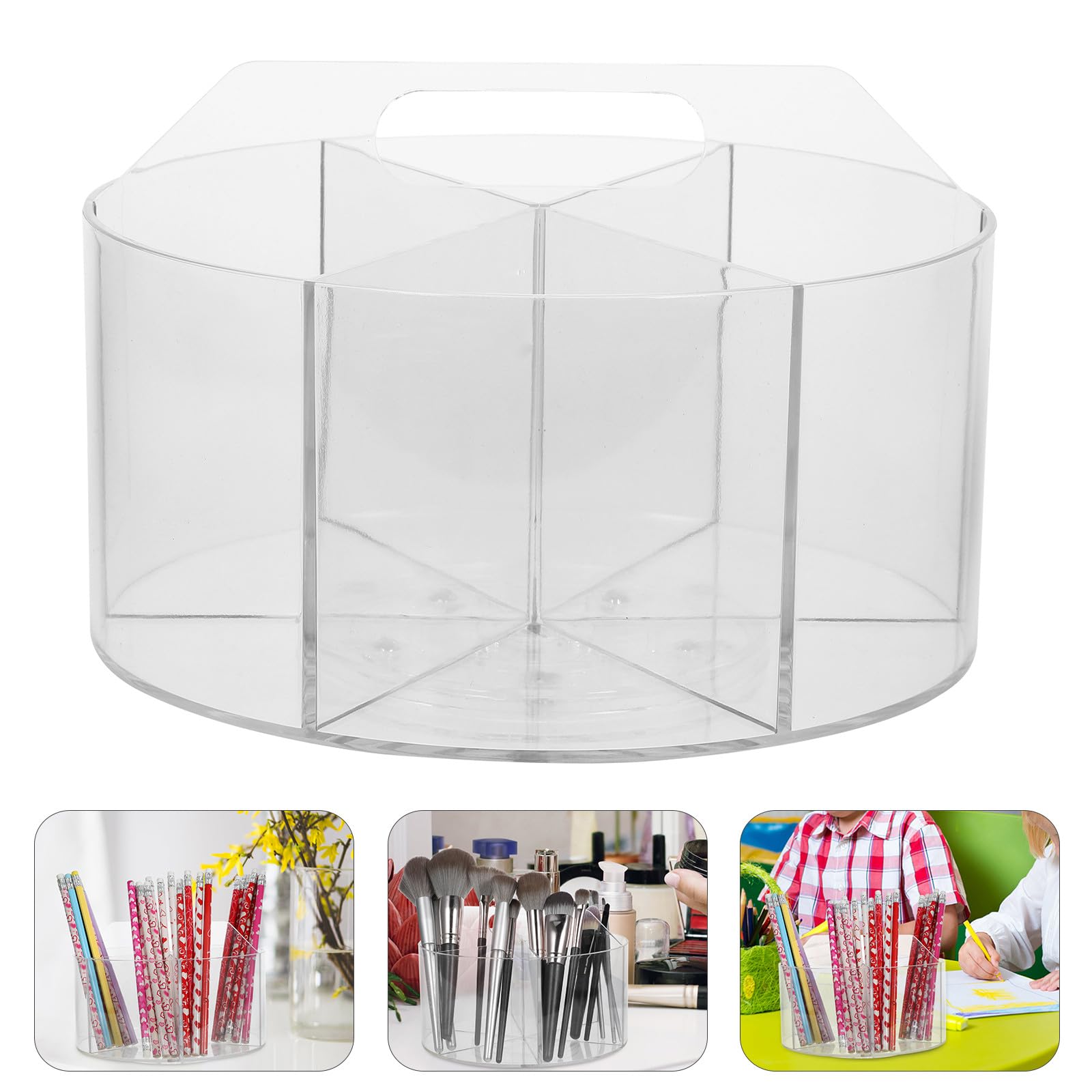 Porta Penne Girevole da Scrivania in Acrilico 6 Slot | Design Moderno ed Elegante, Organizzazione Ordinata per Articoli da Scrivania, Struttura Trasparente