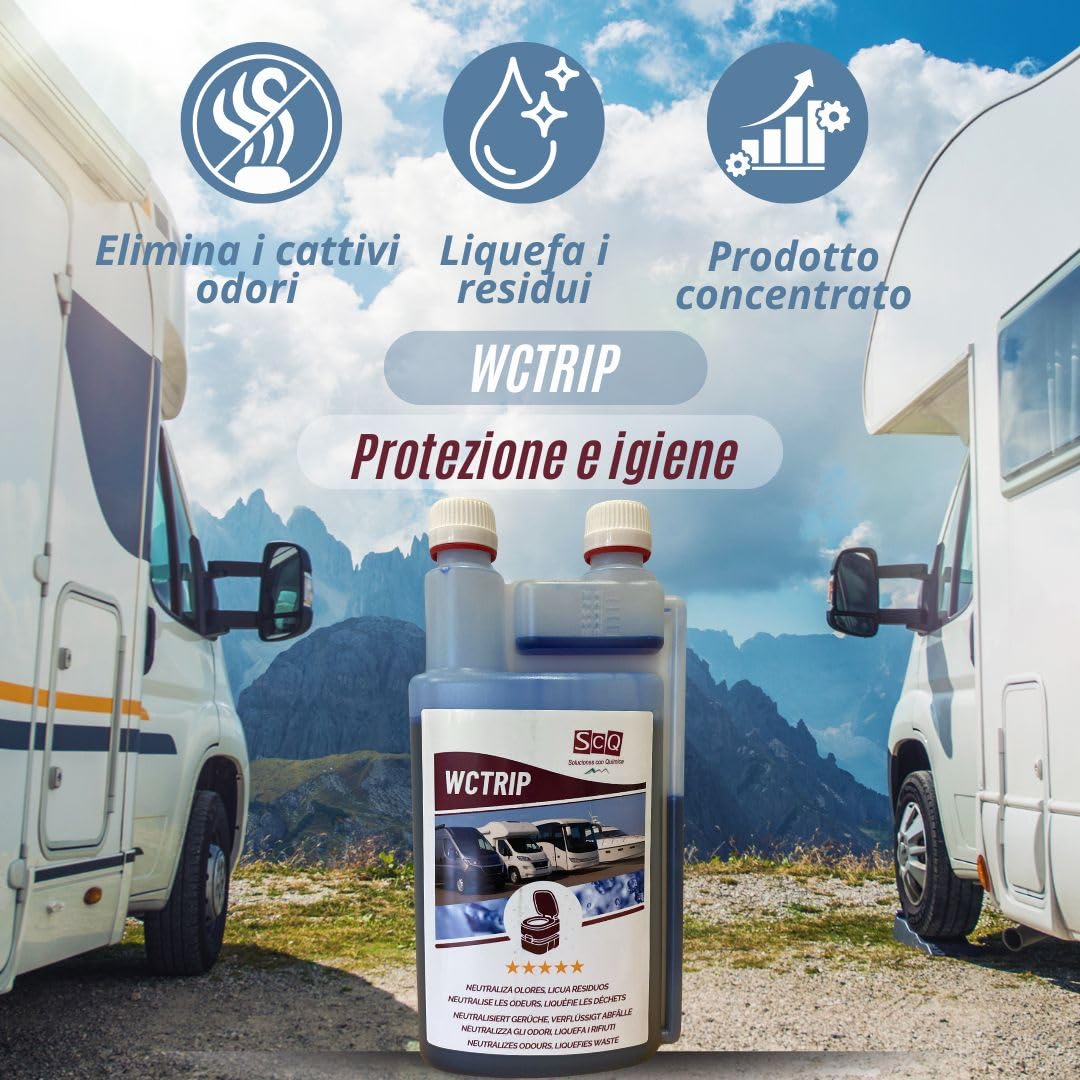 Liquido WC chimico biologico | Additivo per toilette portatili e serbatoi acque nere | Eliminatore odori WC per camper, roulotte, barche e cabine mobili | 100% ecologico