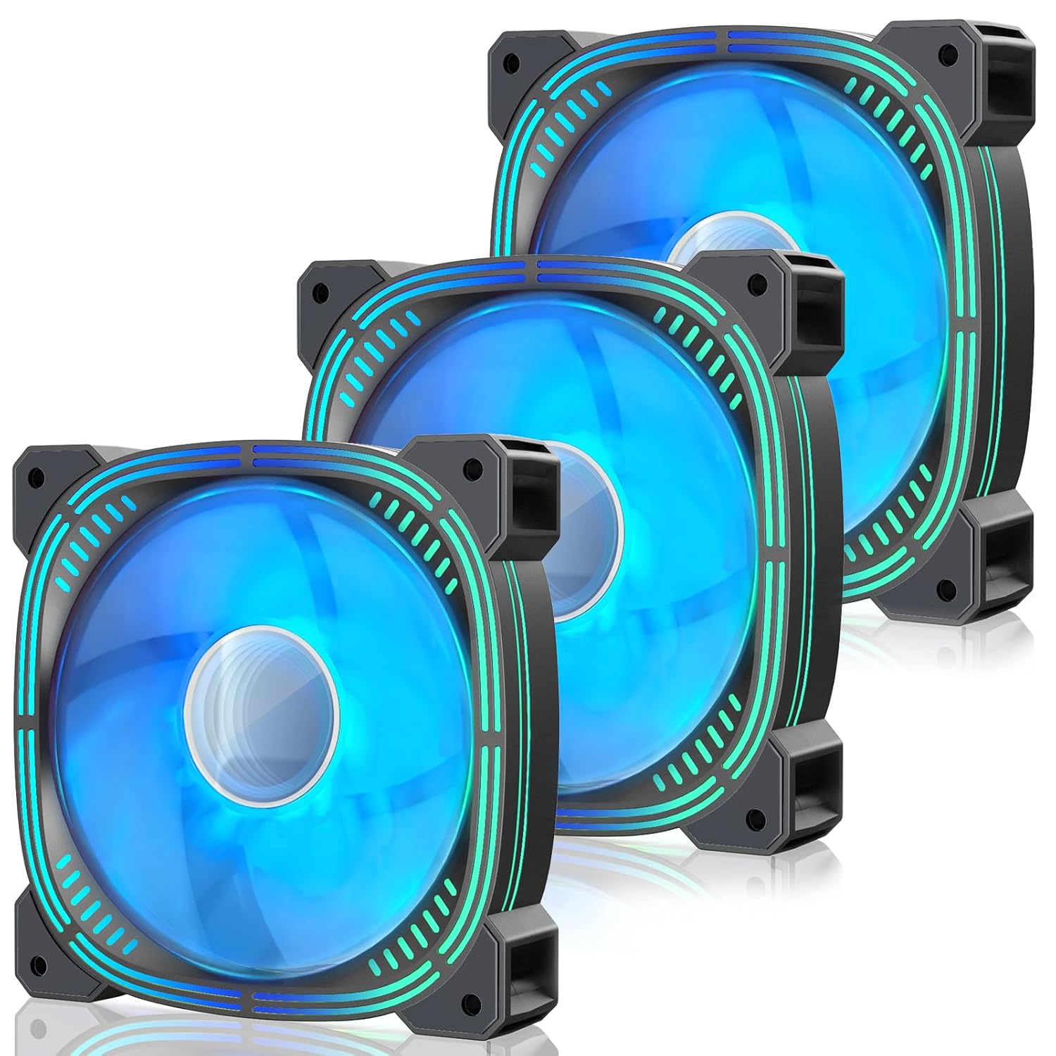 3-Pack 120mm ARGB PC Fans 2200RPM 75CFM,4pin PWM High Performance Case Fan,FDB Bearing Silent Computer Fans,Infinite Mirror Cooling Fan,Reverse Blade