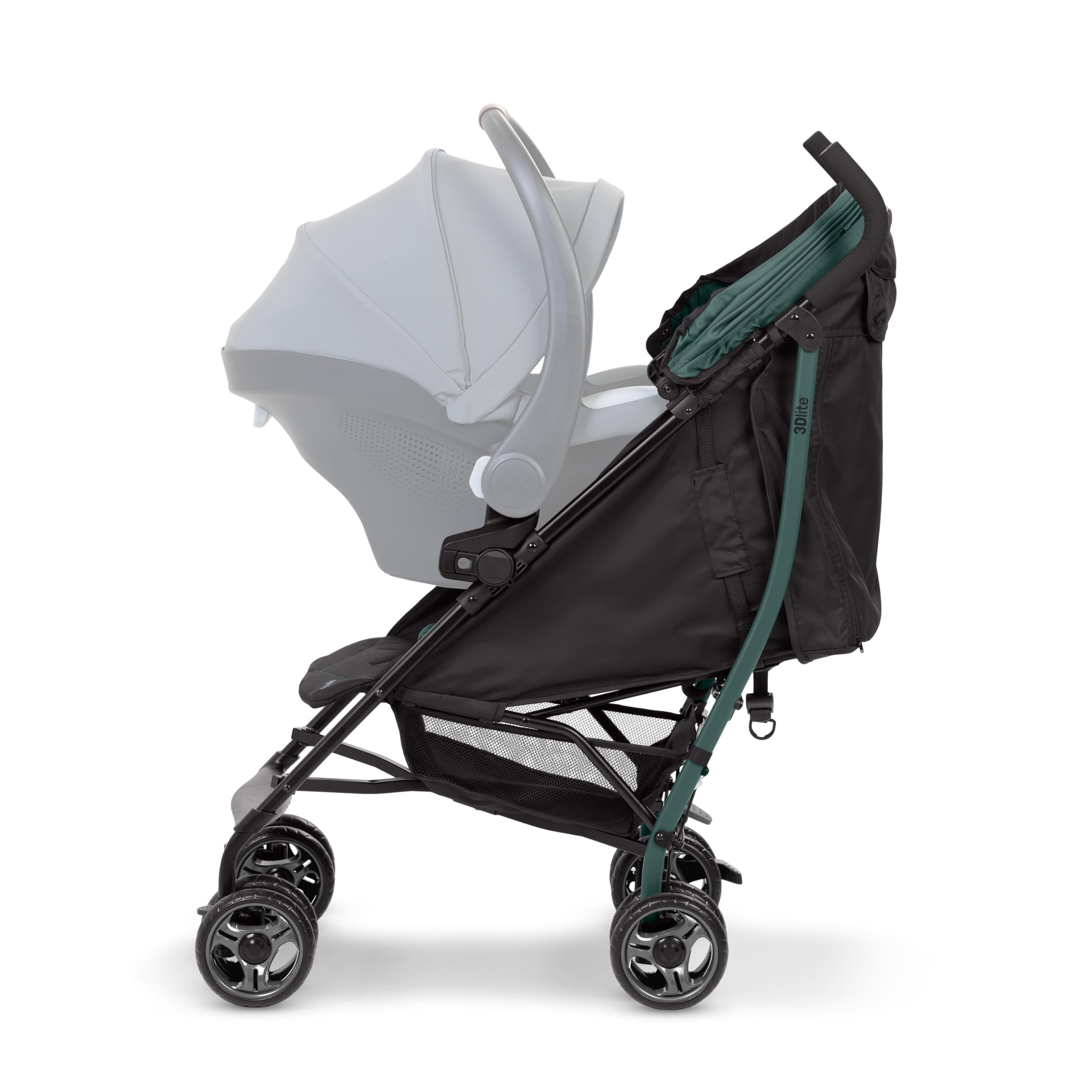 Ingenuity 3Dlite Jewel Convenience - Passeggino pieghevole leggero con compatibilità con seggiolino auto, tettoia extra large e contenitore