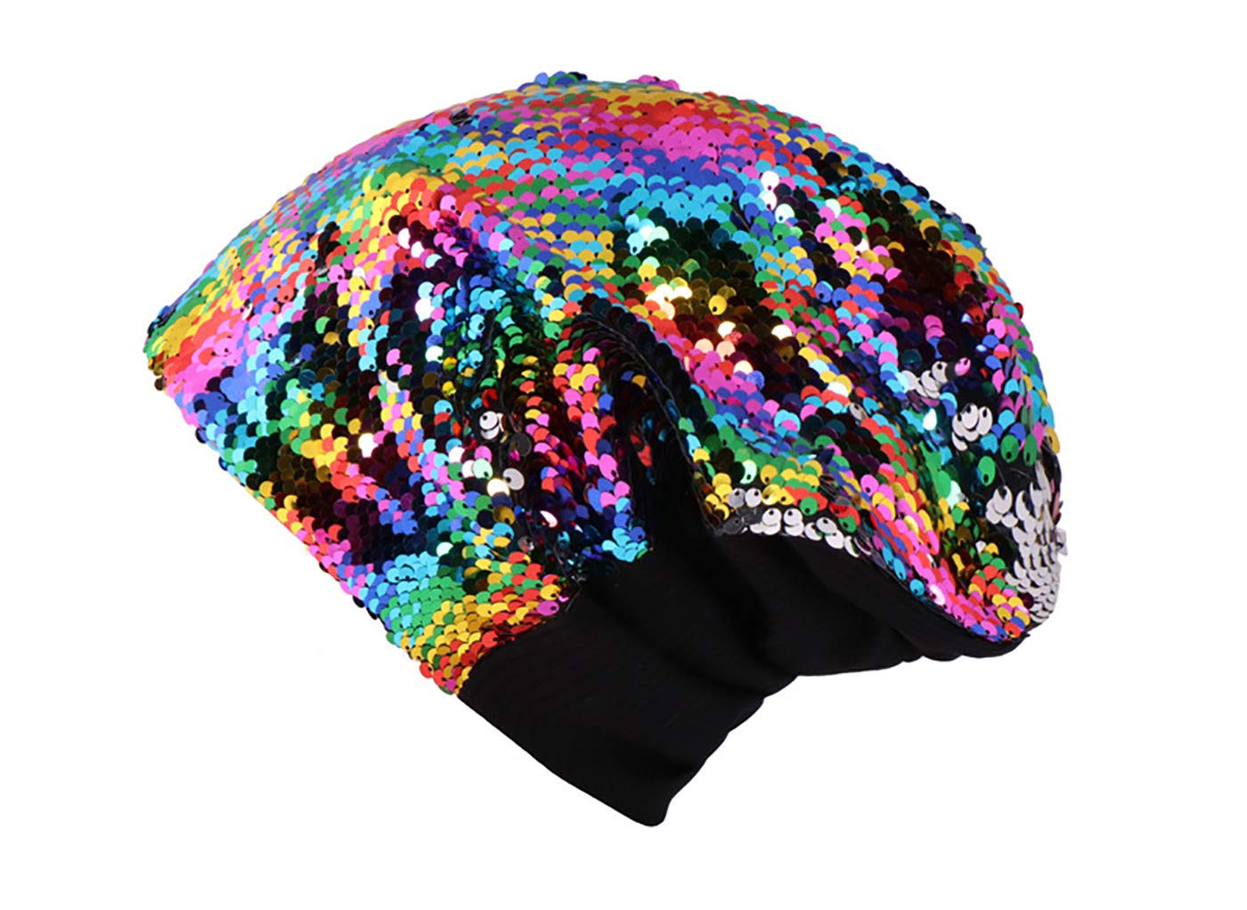 Eilova Orityle Women Glitter Slouchy Beanie Hat Reversible Sequins Trubans Baggy Skull Cap Hats