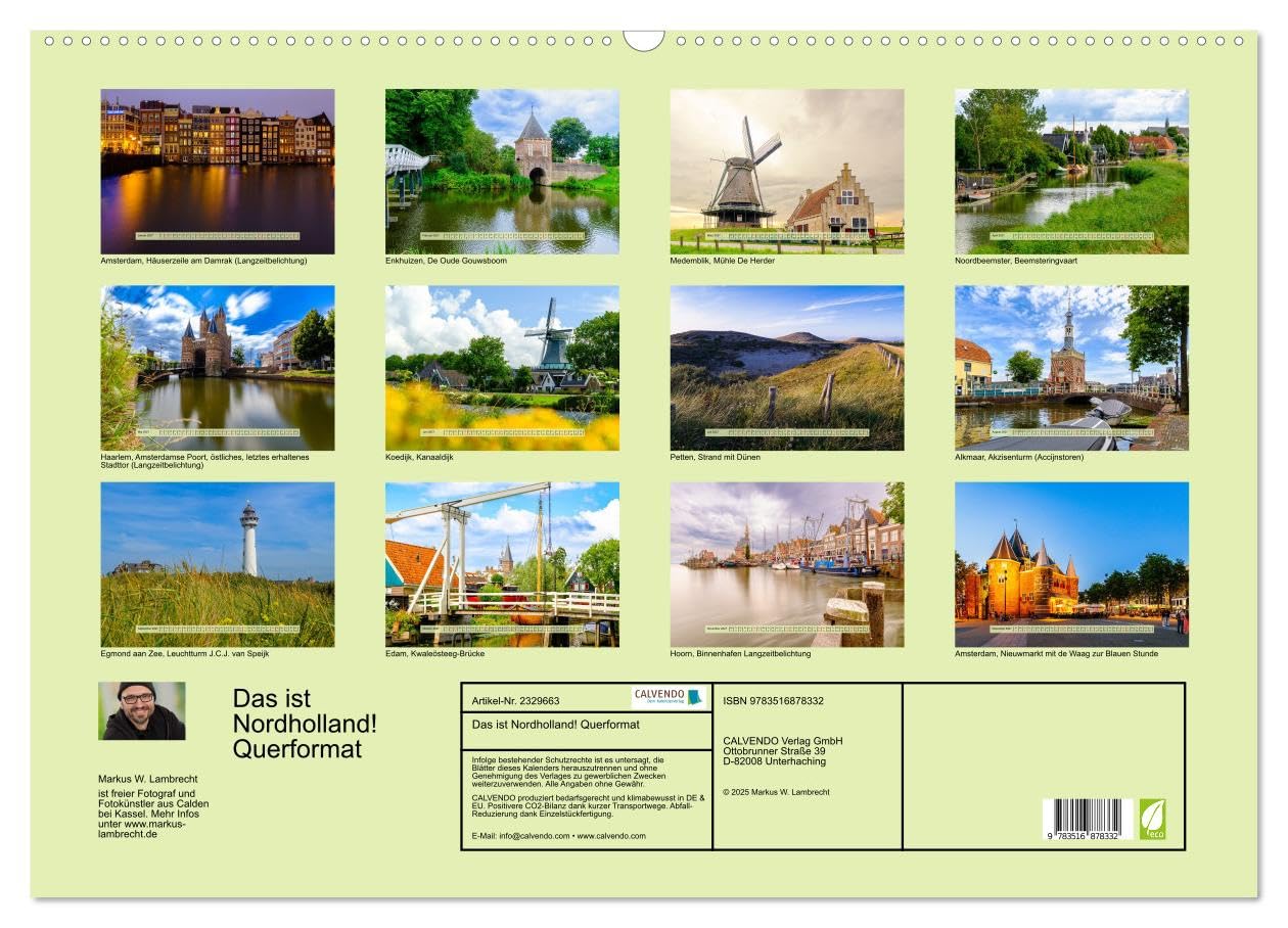 CALVENDO - Das ist Nordholland! Querformat (Wandkalender 2027 DIN A2 quer), Monatskalender: Eine Reise durch die Provinz Noord-Holland