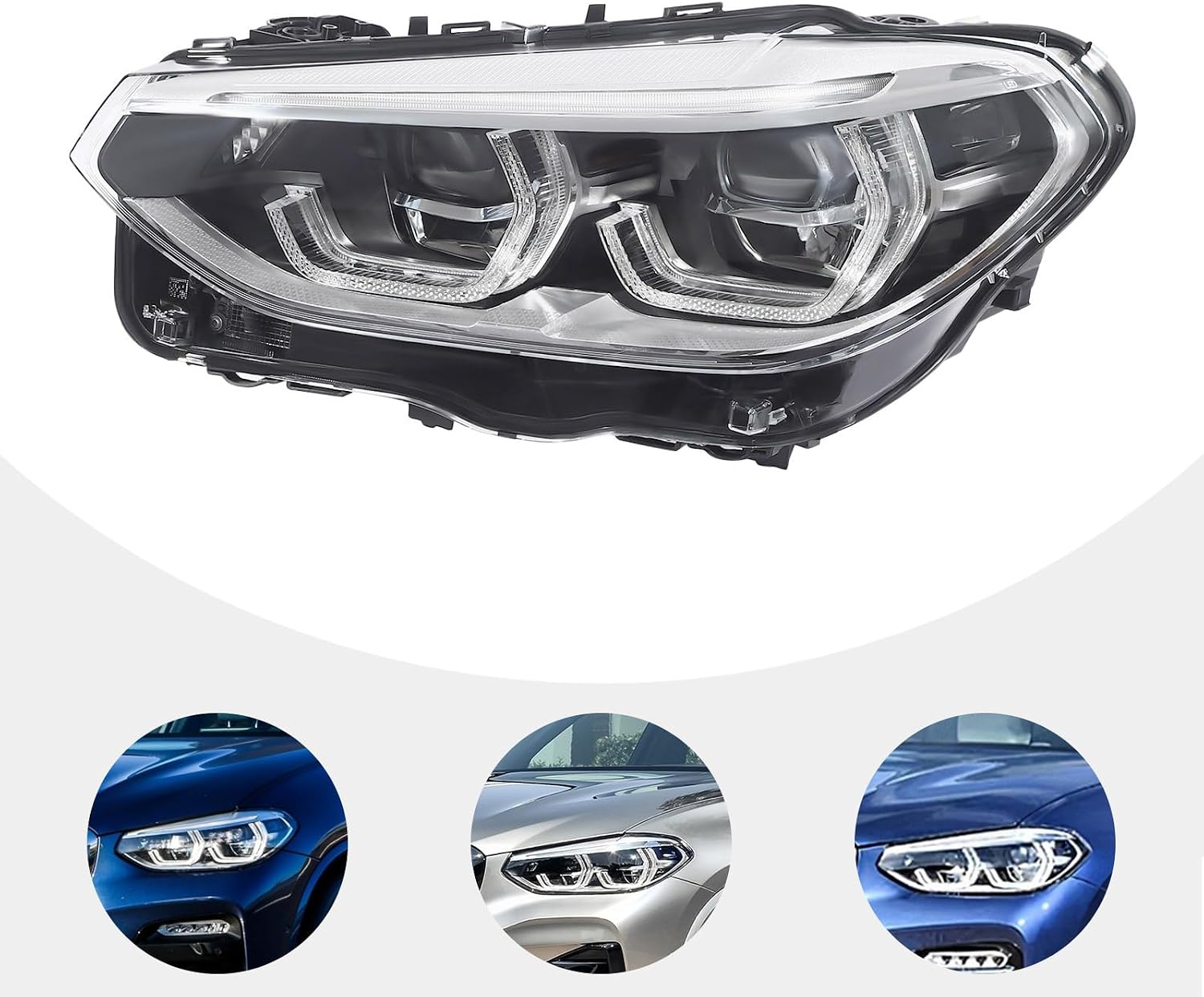 Left LED Headlight Assembly for 2018-2021 BMW X3 X4 G01 G02 G08 (w/AFS) Driver Side Headlamp with DRL, OEM 8739653 8739657 7466115, Direct Replacement