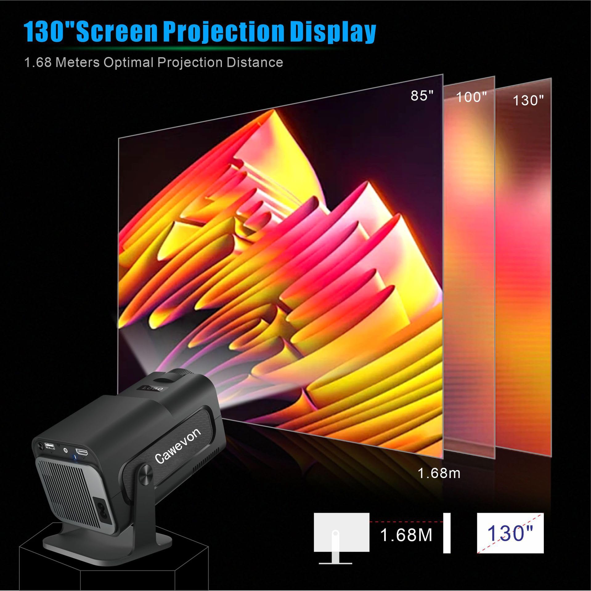 HY320 Mini Portable 4K Smart Projector, Android 11.0, WiFi 6