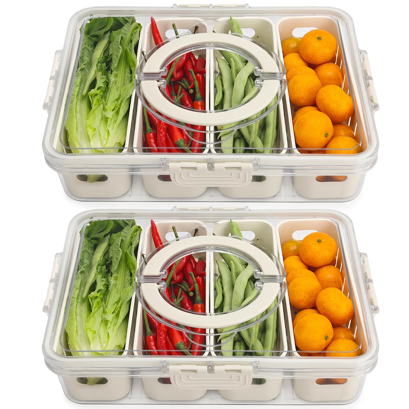 shopwithgreen 2 Pcs Salad Bar Containers for Fridge with Lid