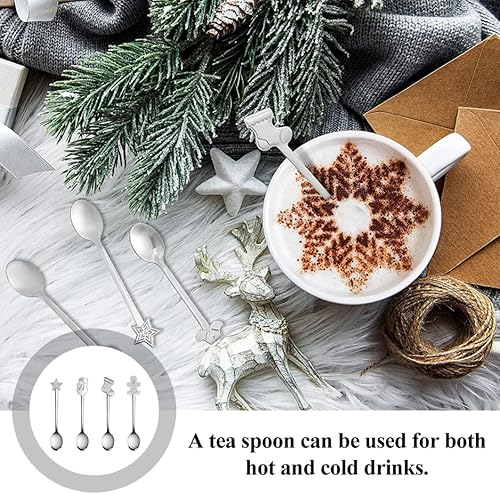 Miniatura 5 de Cucharas de café navideñas de acero inoxidable, cucharas de té de postre para helado, bebida caliente, 12 unidades