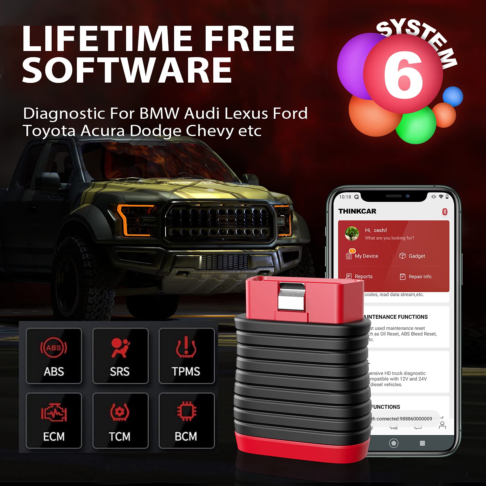 Buy ThinkDiag BD6 OBD2 Scanner Bluetooth, Pro OBDII Scan Tool for iOS