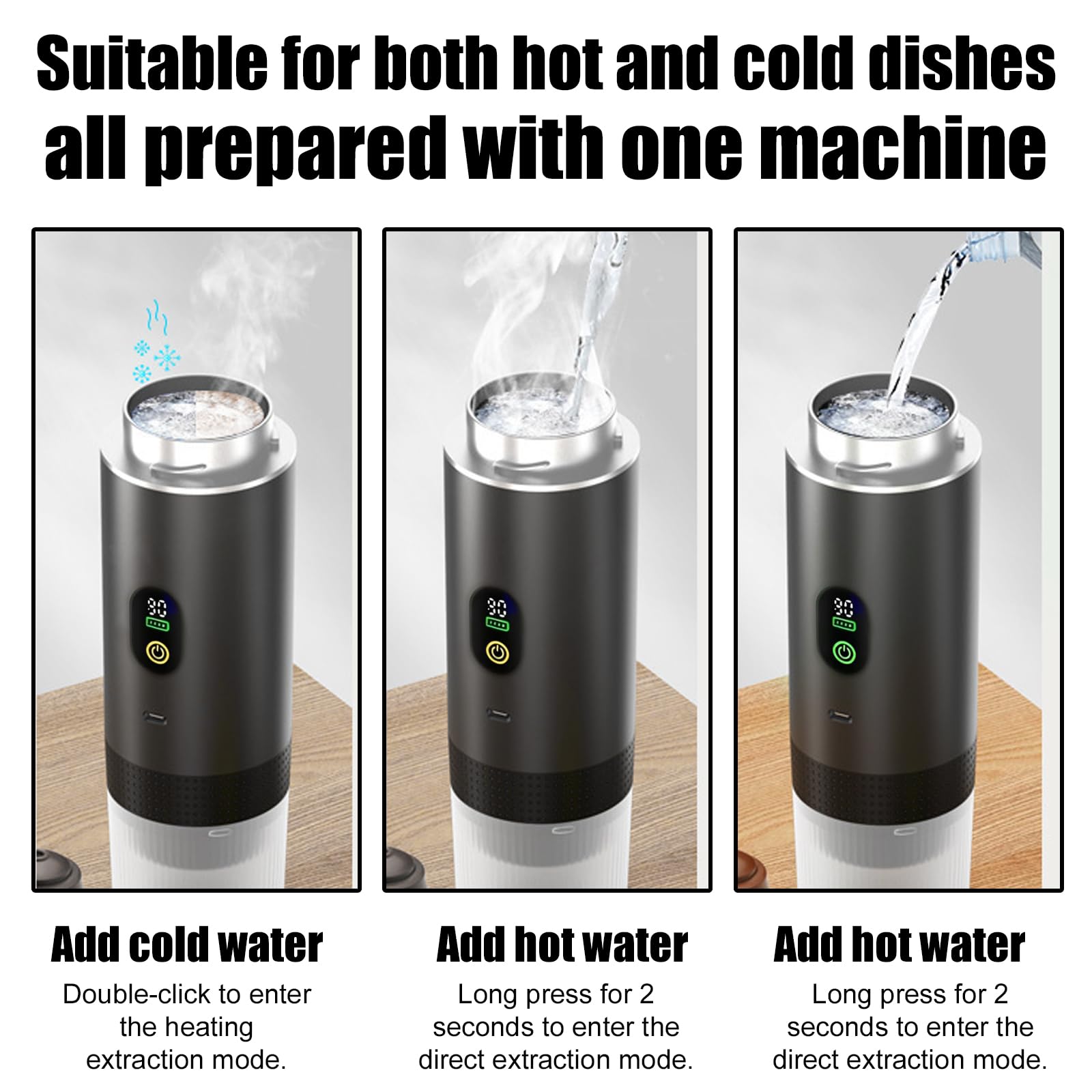 BORDEAG Macchina da caffè portatile 3 in 1, mini macchina da caffè USB, macchina da viaggio per capsule e caffè macinato, autoriscaldante, per campeggio, escursioni, viaggi, camper, nero
