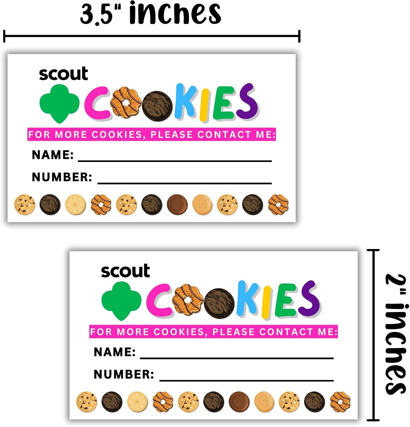 Scout Cookie Reorder Business Card 50 pk 2 x 3.5” for Cookie Selling Season Scout Troop Leaders Hang on Neighbors Door to Door Scout Sales image 3