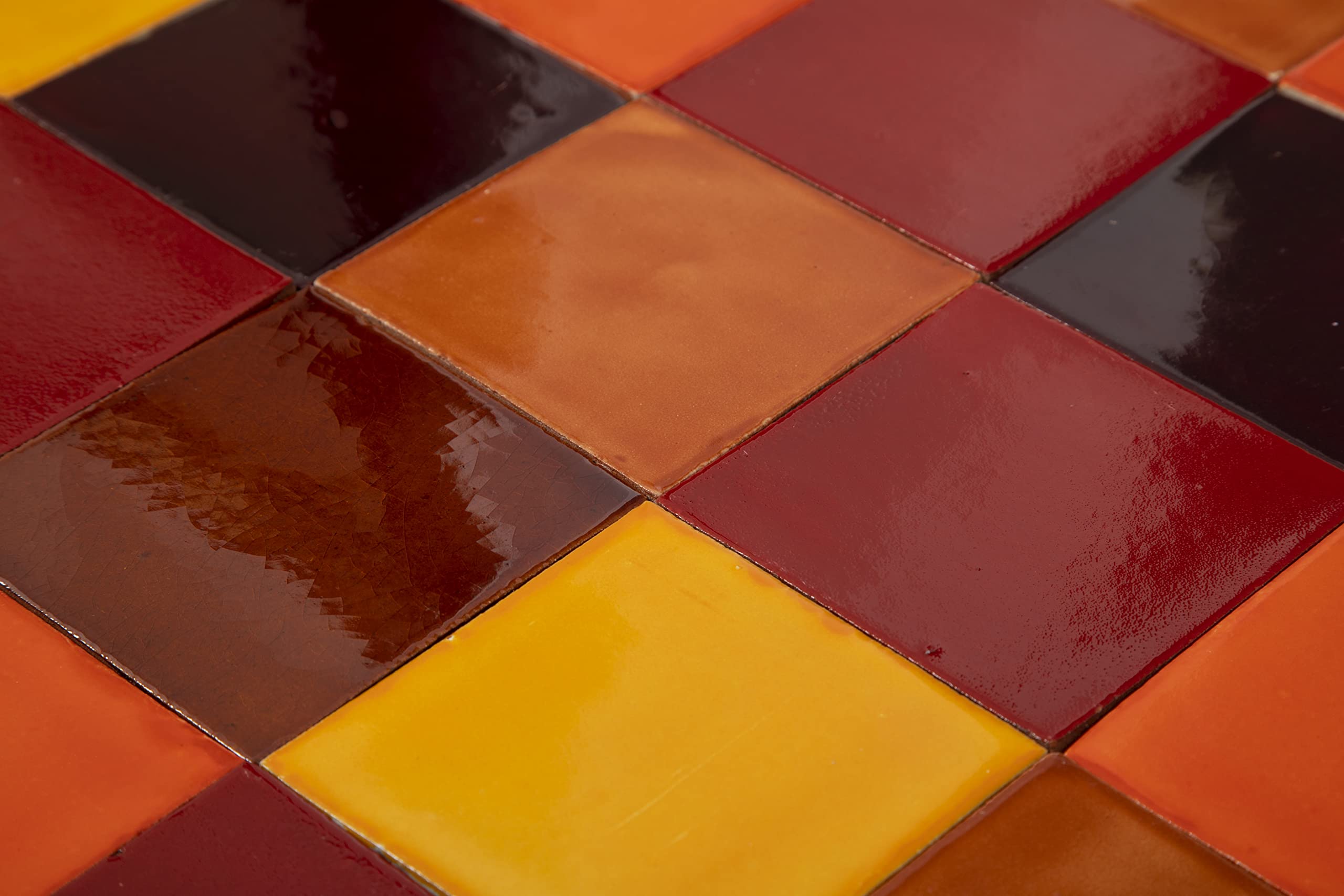 Cerames Azulejos mexicanos monocolor Caramelo - azulejos de mosaico, azulejos ceramica monocromáticos para cocina, baño, ducha | Un paquete de 90 baldosas ceramica 10,5x10,5 cm