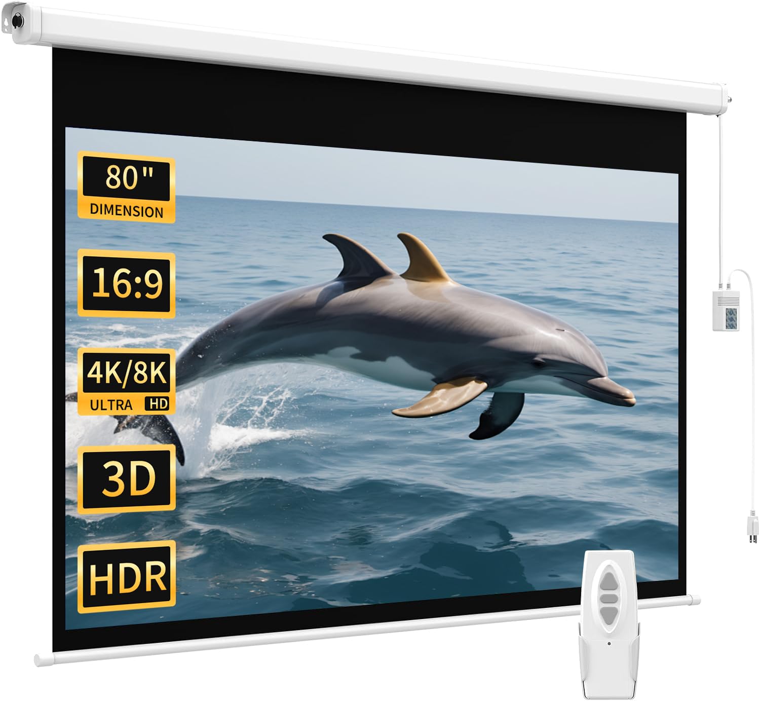 Amazon | WASJOYE 電動プロジェクタースクリーン 80インチ - 16:9 電動