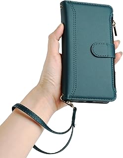 Wallet Case for iPhone 17 Pro Max/17 Pro/Air/17, High Capacity Card Slot Leather Cover Wristband Stand Magnetic Closure Protection Shell,Bronze,Air