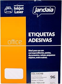 Jandaia - Etiqueta adesiva A4348 31,0X17,0mm Office - Branca - Caixa com 100 folhas