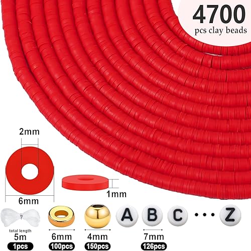 Miniatura 9 de Gushu Kit de fabricación de pulseras de 12 hebras de cuentas de arcilla azul, 5000 cuentas Heishi planas redondas de arcilla polimérica de 0.236