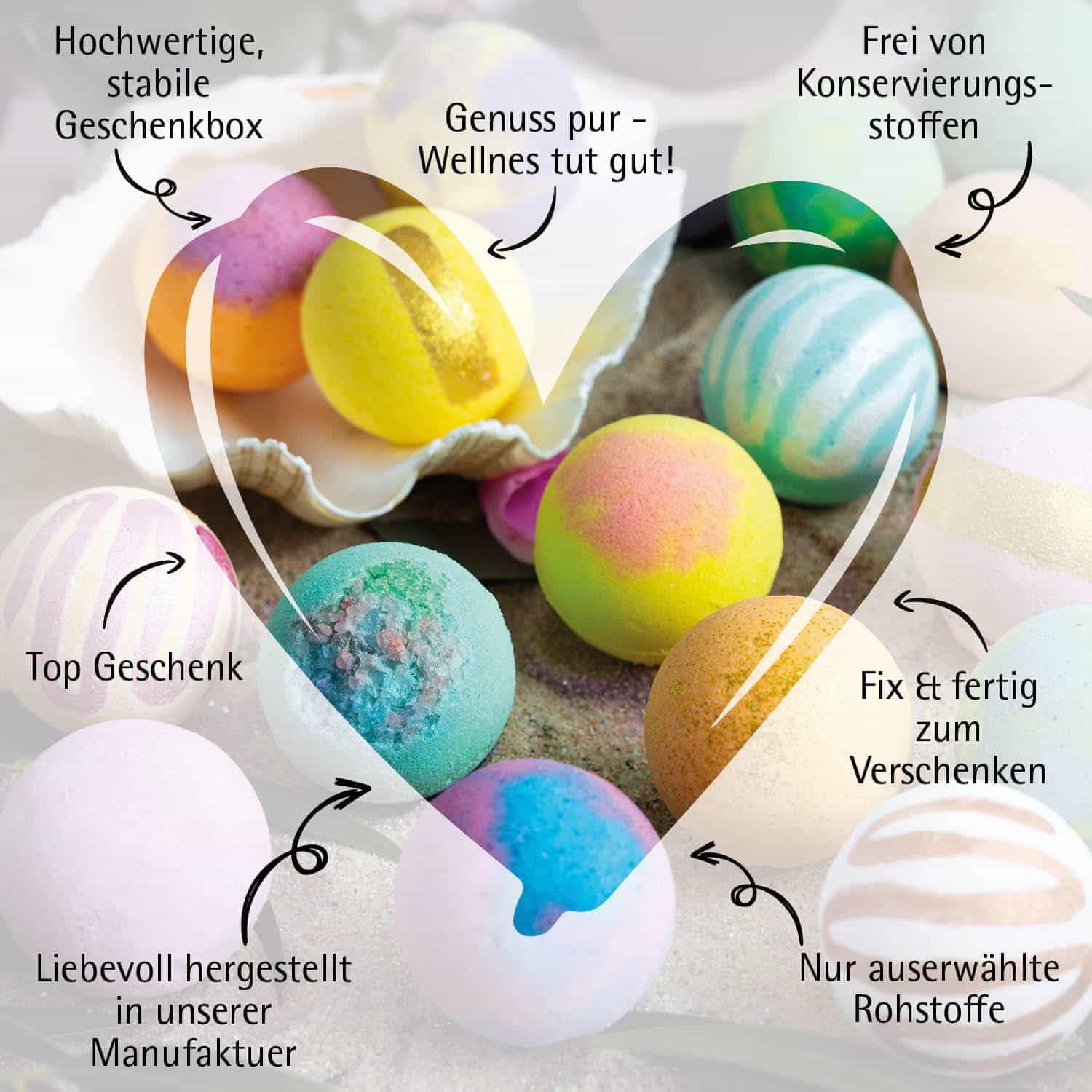 Hallingers Genuss Manufaktur Badebomben Weihnachts-Geschenk-Set - 24x Badekugeln Bath Bombs in edler Geschenkbox, Frauen Badeperlen-Wellness & Spa "Schöne Weihnachten", Weihnachten für Frauen Männer